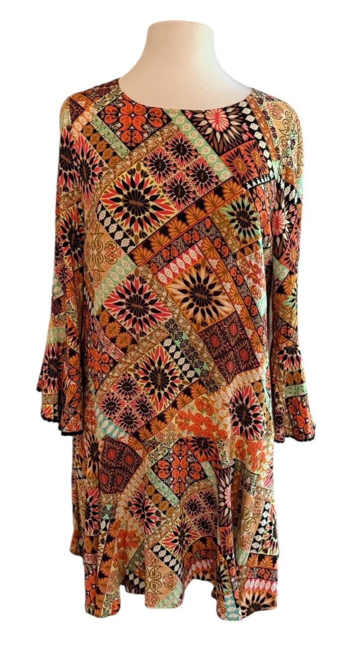 Anthropologie Uncle Frank Patchwork Tie Boho Mini Dress USA M
